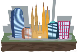 Cityscape Skyscrapers Illustration PNG image