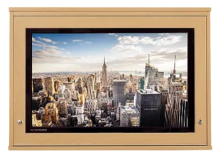 Cityscape Through Window Frame PNG image