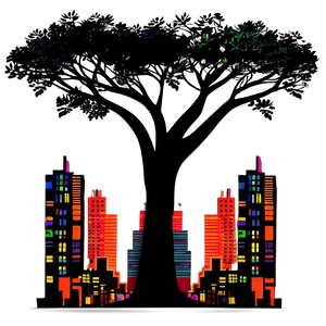 Cityscape Tree Silhouette Png Xok22 PNG image
