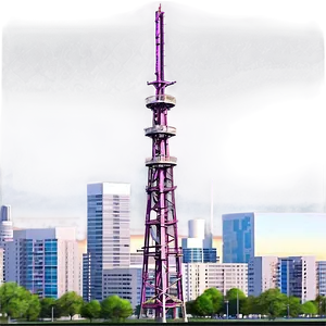 Cityscape With Cell Tower PNG 29