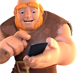 Clashof Clans Barbarianwith Phone PNG image