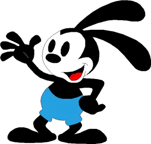 Classic Animated Character Waving PNG image