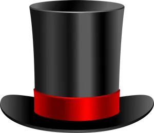 Classic Black Top Hatwith Red Band PNG image