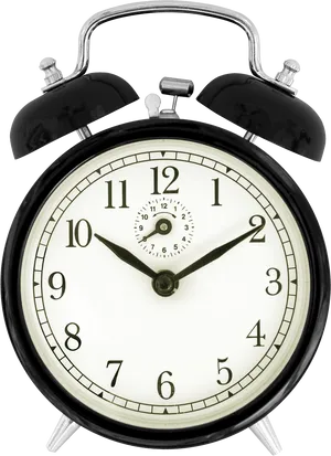 Classic Black Twin Bell Alarm Clock PNG image