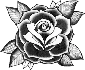 Classic Blackand White Rose Tattoo Design PNG image