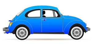 Classic Blue Volkswagen Beetle Illustration