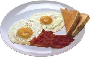 Classic Breakfast Platewith Eggs Bacon Toast PNG