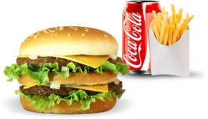 Classic Burger Meal Combo PNG image