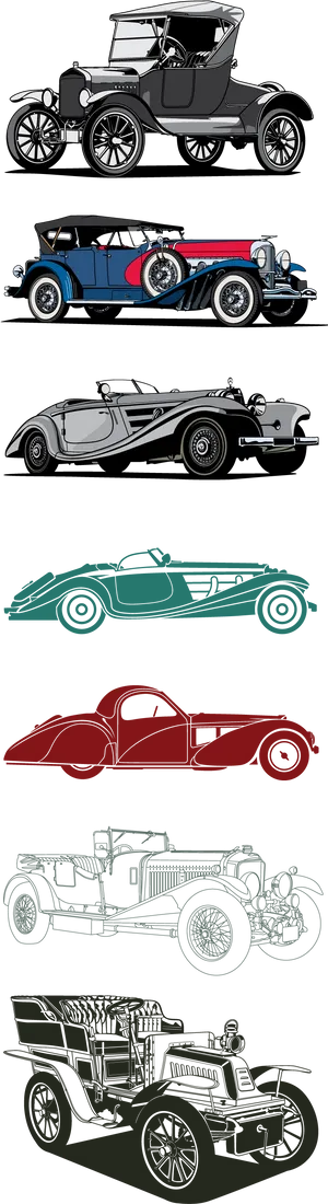 Classic Car Vectors Collection PNG image