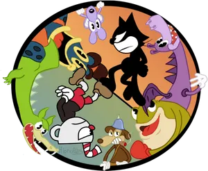 Classic Cartoon Characters Circle PNG image