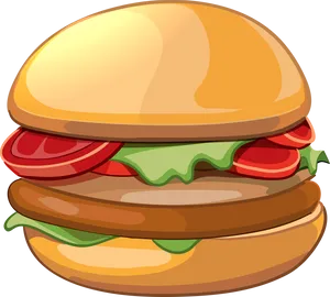 Classic Cartoon Hamburger Illustration PNG image