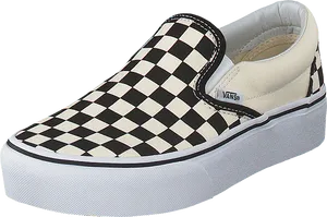 Classic Checkerboard Vans Slip On PNG image