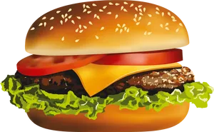 Classic Cheeseburger Illustration.png PNG image