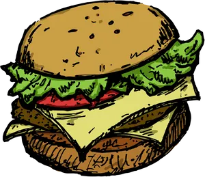 Classic Cheeseburger Illustration.png PNG image