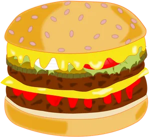 Classic Cheeseburger Illustration PNG image