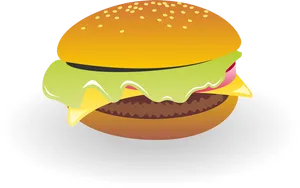 Classic Cheeseburger Illustration PNG image