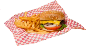 Classic Cheeseburgerand Fries PNG image