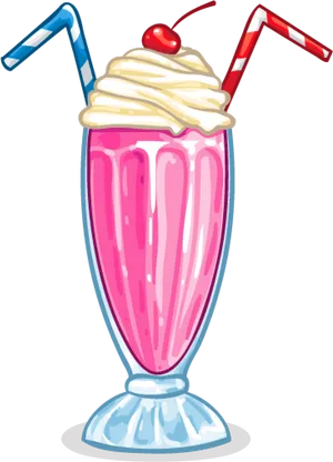 Classic Cherry Topped Milkshake Illustration PNG image