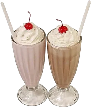Classic Cherry Topped Milkshakes PNG image