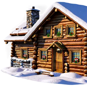 Classic Christmas Log Cabin PNG 06252024 PNG