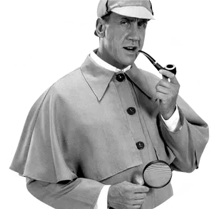 Classic Detectivewith Pipeand Magnifying Glass PNG image