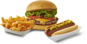 Classic Fast Food Combo Meal PNG image