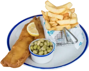 Classic Fishand Chips Plate PNG image