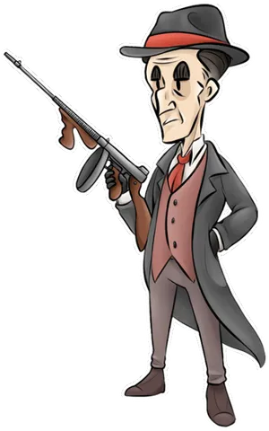 Classic Gangster Cartoonwith Rifle PNG