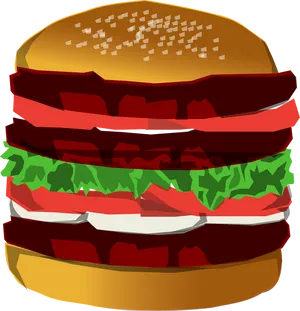 Classic Hamburger Illustration PNG image