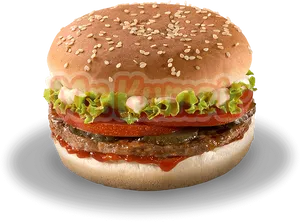 Classic Hamburgerwith Sesame Seed Bun PNG image