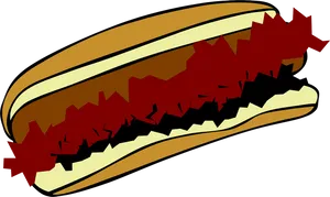 Classic Hot Dog Cartoon Illustration PNG image