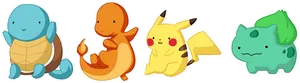 Classic Pokemon Starter Characters PNG
