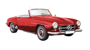 Classic Red Mercedes Benz Convertible PNG image