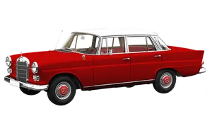 Classic Red Mercedes Benz Side View PNG image