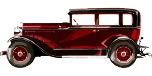 Classic Red Vintage Car Illustration