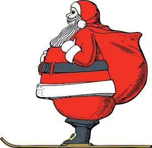 Classic Santa Claus Carrying Gifts Bag Illustration