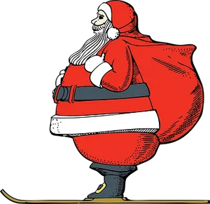 Classic Santa Claus Carrying Gifts Bag Illustration PNG image
