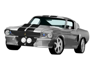 Classic Silver Mustang Shelby G T500 Illustration PNG image