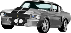 Classic Silver Mustangwith Stripes PNG image