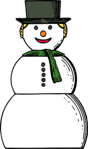 Classic Snowman Cartoon Illustration PNG image