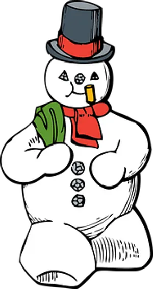 Classic Snowman Illustration PNG image