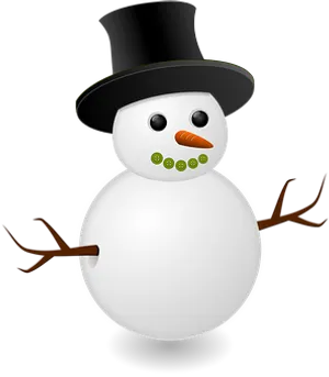Classic Snowman Top Hat Illustration PNG image