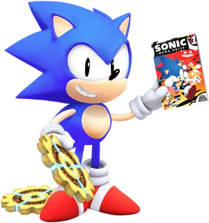 Classic Sonic Holding Game Box Art PNG image