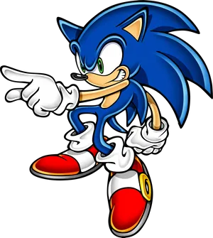 Classic Sonic The Hedgehog Pointing PNG image