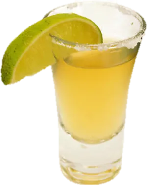 Classic Tequila Shot With Lime Slice PNG image