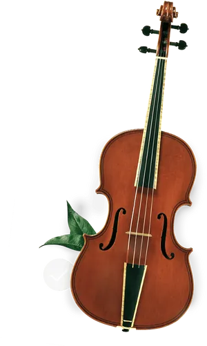 Classic Violinwith Green Leaves PNG image