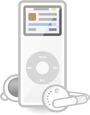 Classic Whitei Podwith Earphones PNG image