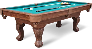 Classic Wooden Pool Table Setup PNG image