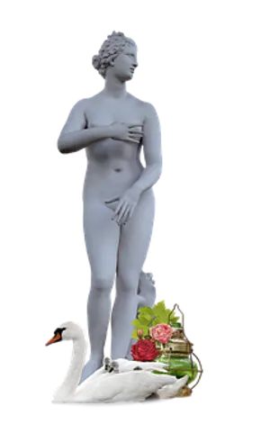 Classical Statuewith Swanand Flowers
