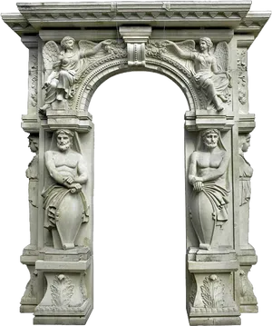 Classical Stone Archway Sculpture PNG image